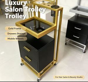 Carrito Profesional para Peluquería, Carrito de Salón de Lujo Chapado en Oro con Cajones, Gabinete de Almacenamiento Moderno para Estilistas - Product Image 1