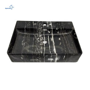 Wastafel Keramik Marmer Premium Bentuk Persegi Panjang - Wastafel Meja dengan Desain Urat Batu (Tersedia untuk Pemesanan Grosir) - Product Image 1