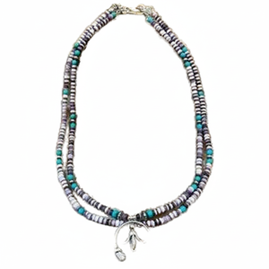 Collar de perlas y lazo Turquesa - Product Image 1