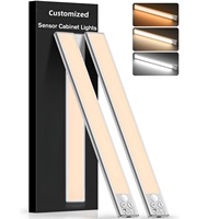 Lumière LED sous-armoire à détecteur de mouvement, moderne, rechargeable, ultra-lumineuse, 3 couleurs, 5 niveaux de luminosité réglable, éclairage magnétique pour placard, cuisine