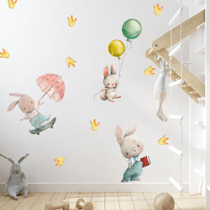 Adesivo da parete creativo dei conigli della stanza del bambino del fumetto con i palloncini - Product Image 4