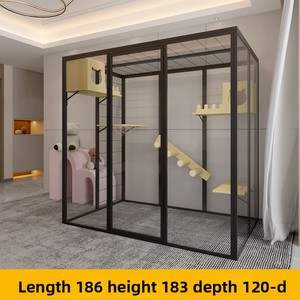 Pantalla panorámica de cristal y aluminio para gatos, gran vitrina rectangular de madera personalizable sin cierre para interiores, marca <span class=keywords><strong>Cat</strong></span> <span class=keywords><strong>Island</strong></span> - Product Image 6