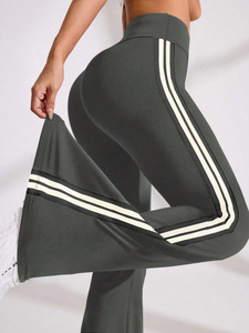 High Waist Striped <b>Flare</b> Yoga Pants, Bootcut Workout <b>Leggings</b> - Product Image 4
