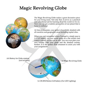 Globo Terrestre Illuminato Rotante da 14,2 cm, Design Art Déco, Colore Blu Antico, per <span class=keywords><strong>Casa</strong></span>/Ufficio, Regalo per Bambini, Vendita all'Ingrosso - Product Image 3