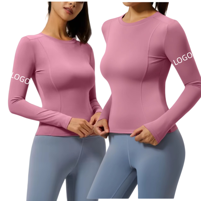 Luxury Brand Customized AIL Women's Slim Fit Breathable Round Neck Long Sleeved Yoga Suit, Fitness Running Sports T-shirt