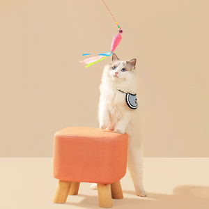 Feather <span class=keywords><strong>Cat</strong></span> Teaser Toy Stahldraht mit Bell - Elastic Rod Zähne Reinigung Interaktiver Haustier Zauberstab für Katzen - Product Image 4