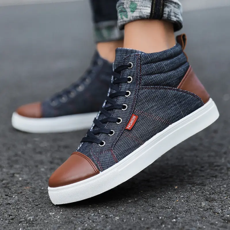 Fashion Canvas Sneakers For Men Classic Lace-up High Style Spring Autumn Vulcanized Flat With Casual Shoes Men