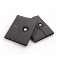 Carnet en cuir exquis à trois volets avec chargeur sans fil et batterie externe 10000mAh avec logo LED pour cadeaux promotionnels