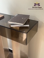 Table console rectangulaire en verre de style italien moderne, minimaliste et luxueuse, avec rangement ouvert, pour entrée, salon, meubles de maison