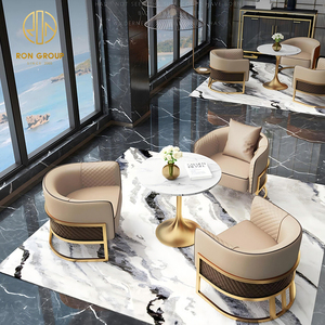 Muebles de Lujo Personalizados de Primera Calidad, Mesa y Silla de Comedor Curva de Piedra Sinterizada y Cuero para Hoteles y Restaurantes Comerciales - Product Image 3