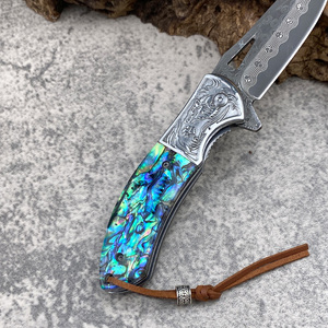 Damascus gấp dao cho cắm trại ngoài trời sử dụng phổ biến EDC Pocket <span class=keywords><strong>Knife</strong></span> cho trái cây thư mục gỗ sừng OEM DIY bowie dao - Product Image 2