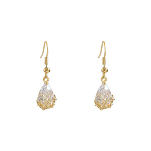 Brincos Em Forma De <strong>Gota</strong> Water Drop Shape Crystal Earrings Long Pendant Hook Earrings for Women - Product Image 4