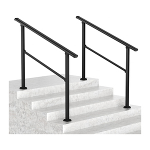 Handrails For Outdoor Steps, Black Wrought Iron Stair Handrail With Installation Kit Metal Porch Railing