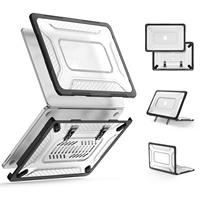Étuis de luxe pour ordinateur portable MacBook Neo 13 2026 A3404 avec support pliable en métal, coque transparente en TPU givré et PC, dissipation thermique