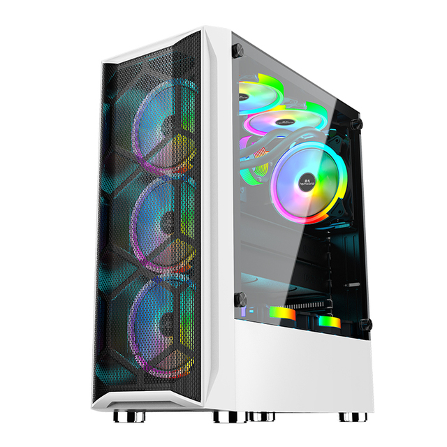 SNOWMAN CS008 ARGB Mid Tower Computer PC Case RGB Fan USB Audio Front Port Gaming Tempered Glass SPCC Aluminium Plastic Material