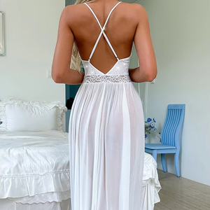 Nuevo Camisón Largo Transparente de Malla Brillante, Camisón Sexy Erótico de Color Sólido - Product Image 2