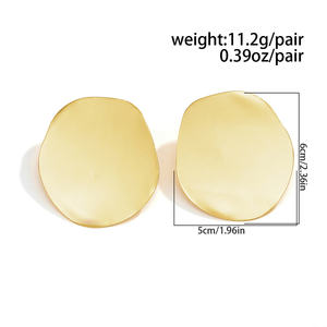 Exagéré grandes boucles d'oreilles rondes irrégulières lisses pour les femmes à la mode dame grandes boucles d'oreilles accessoires sur l'oreille bijoux à la mode - Product Image 6