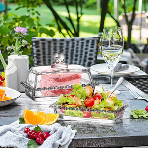 Cổ Điển Quảng Trường Thủy Tinh Bơ Món Ăn Với Xử Lý Nắp Đa Chức Năng Pho Mát Và Bánh Bìa Cho Đám Cưới Bên - Product Image 3