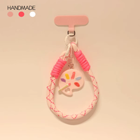 Dragonne de téléphone en cordon tressé fait main, porte-clés 2-en-1, avec breloque oiseau mignon Kawaii, accessoire anti-chute, cadeau, vente en gros, personnalisable