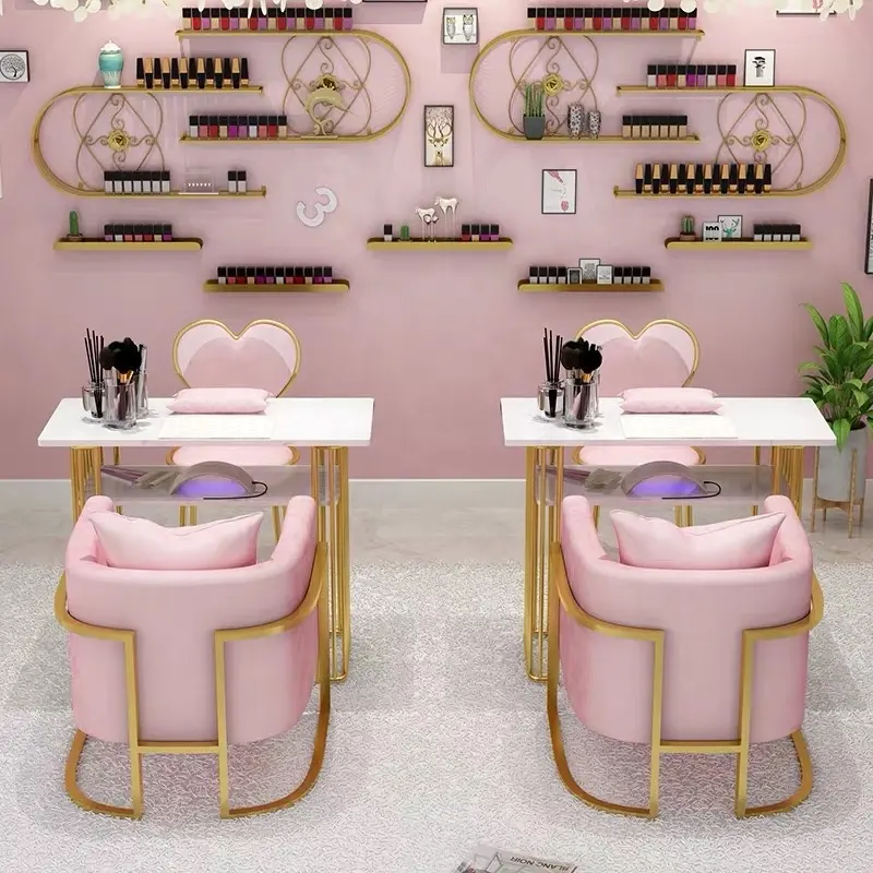 Розовое Оборудование для ногтей, металлический стул, стол для маникюра и педикюра, Маникюрный Стол для салона красоты, распродажа