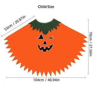 HP New children's Halloween <b>pumpkin</b> cape <b>costume</b>, suitable for stage parties and performances, made of polyester fiber - Product Image 2