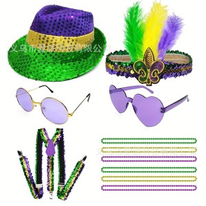 Conjunto de Diadema con Cuentas, Lentejuelas y Plumas para Carnaval de Mardi Gras, Accesorios de Disfraces Unisex para Fiestas - Product Image 4