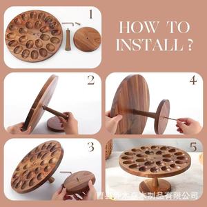 Wooden cake <b>plate</b>, table decoration, egg <b>rack</b>, party dessert, pizza board, serving <b>plate</b>, divided fruit <b>plate</b>, solid wood sushi - Product Image 4