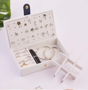 Portable PU Leather Jewelry Case with Mirror Custom Logo Travel Organizer and Plush Cardboard Jewelry <b>Boxes</b> for Gift <b>Packing</b> - Product Image 2