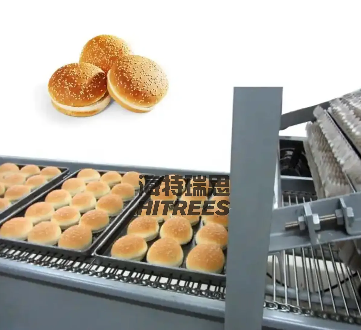 Línea de producción automática personalizada de bollos para hamburguesas Línea de producción de bollos para hamburguesas Equipo para hornear