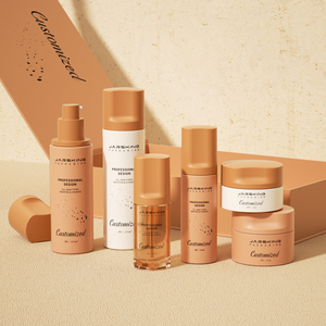 Nuovo Design color ambra vetro smerigliato bottiglia di crema vasetto con forma unica di imballaggio cosmetico di lusso personalizzato per la cura della pelle - Product Image 6