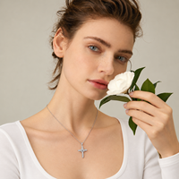 Collier croix ARNAN pour femme, design entrecroisé, pendentif entièrement pavé de zircons, plaqué multicolore, bijoux de mode, cadeaux en gros