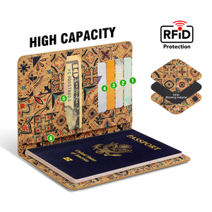 Eco sughero in pelle per famiglie da viaggio portafoglio Rfid porta passaporto logo personalizzato porta passaporto porta-carta porta-carta personalizzata - Product Image 4