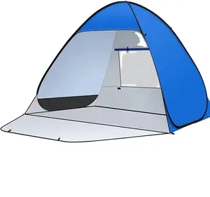 UPF 50+ אוהל חוף מוקפץ, , מקלט שמש ל-3-4 אנשים שמשייה ניידת להגנת UV, , קל משקל עם תיק נשיאה