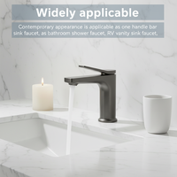 Robinet de lavabo de salle de bain gris anthracite en alliage, monocommande, monotrou, avec deux flexibles de 9/16 po, eau chaude/froide, cartouche céramique, style américain