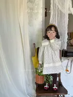 Haute qualité en gros ambre série automne bébé kaki crochet à pois mignon à la mode robe polyvalente