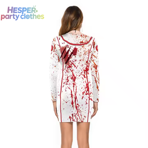 Costume d'infirmière zombie sexy HESPER pour Halloween, robe gothique victorienne à col rond, coupe ajustée, manches longues, pour cosplay adulte - Product Image 2