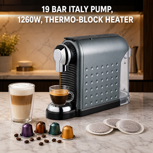 Machine à expresso compacte pour la maison, système de chauffage rapide 1450W, compatible avec les capsules NS ou les <span class=keywords><strong>dosettes</strong></span> de café ESE de 44 mm - Product Image 5