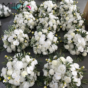 Boules de fleurs blanches pièce maîtresse lieu de mariage allée décor centre commercial fenêtre salle d'exposition affichage fleurs en soie - Product Image 5