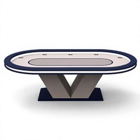 Table de jeu de Blackjack sur mesure en bois massif de luxe, table de poker ronde/ovale professionnelle pour 10 personnes avec chaises
