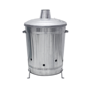 Bac à incinération de jardin en fer galvanisé avec couvercle et cheminée, bac à déchets de feu rond en métal pour brûlage extérieur, vente en gros usine - Product Image 1