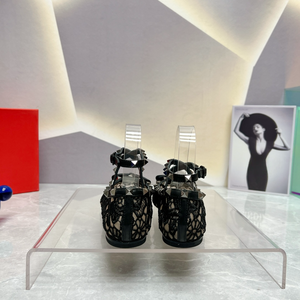 Zapatos Planos de Encaje Negro para Mujer con Decoración de Lazo y Detalles con Tachuelas para Uso Diario y Nocturno - Product Image 4