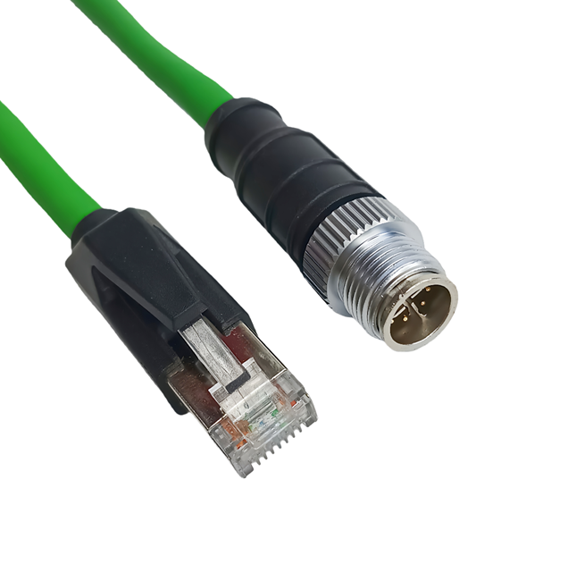 M12 X-Coded RJ45 Ethernet Cable Cat6A Shielded PVC IP67 Waterproof Industrial Cordset 8-Pin Male Machine Vision Automation