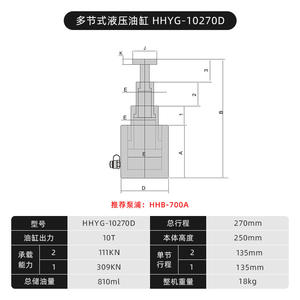 HHYG Shanghai Ring Road Vente en gros Cric hydraulique électrique vertical multi-sections de type séparable Cric hydraulique de type séparé - Product Image 6