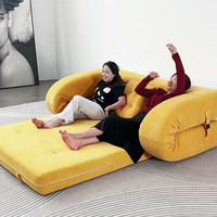 Juego de Sofás de Terciopelo de Alta Calidad, Sofá Cama en Forma de U de Dos Plazas, Esponja de Alta Densidad, Plegable, Envasado al Vacío, para Hotel