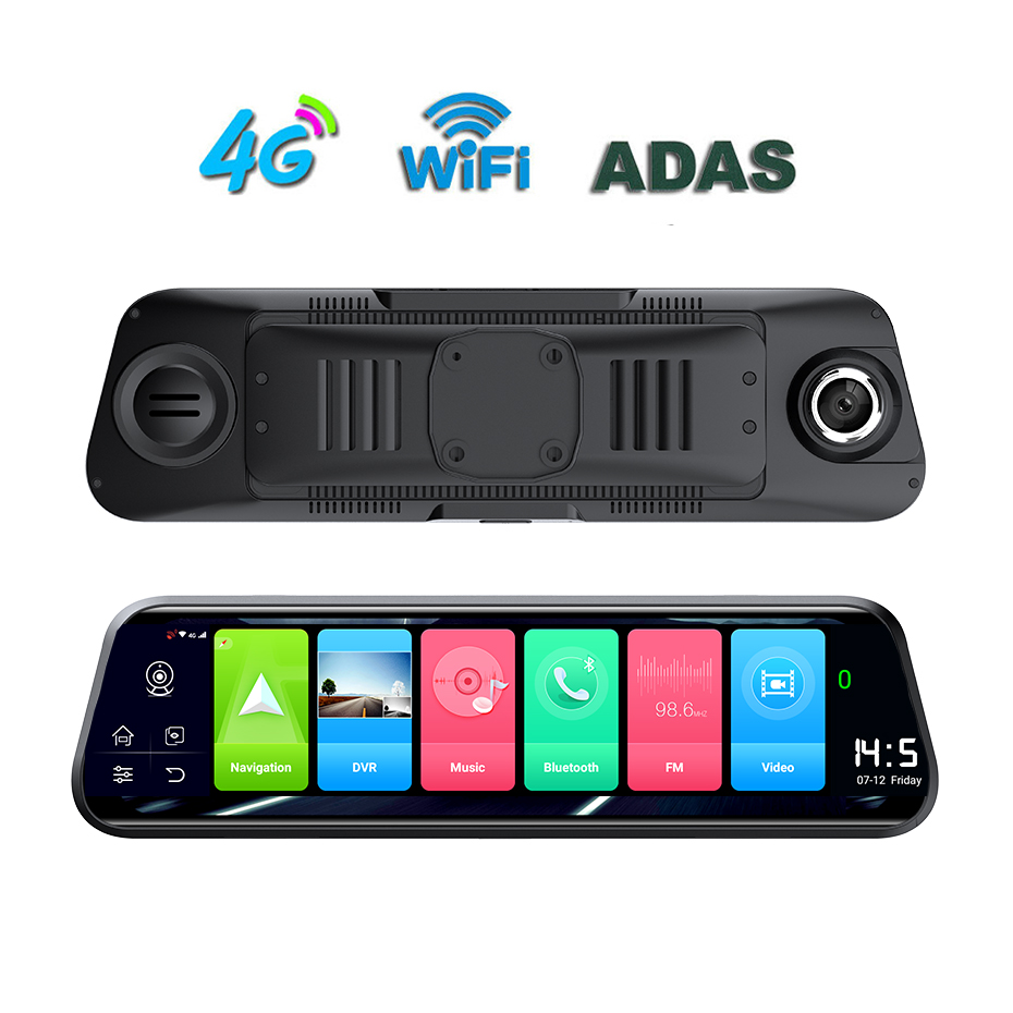 Dash Cam 12 Pollici 4G WiFi Android 8.1 | Specchietto Retrovisore Con Navigatore GPS E Telecamera Posteriore