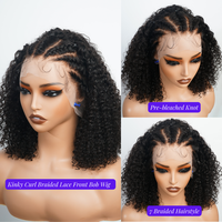 Perruques Courtes Bouclées en Cheveux Indiens Super Double Drawn avec Closure 5x7, Perruques de Cheveux Humains, Perruques Tressées en Cheveux Humains Sans Colle avec Lace Frontal 13x4