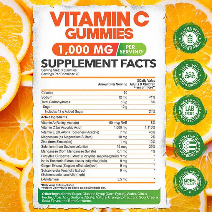 Wholesale Vitamin C Zinc & Herbal Extracts Immune & Collagen Support Multivitamin Gummies Gummy Candy Dosage Form