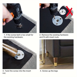 중반 세기 현대 4 인치 다크 브라운 라운드 테이퍼 나무 가구 다리 황동 기본 현대 스타일 소파 다리 캐비닛 침대 다리 - Product Image 3