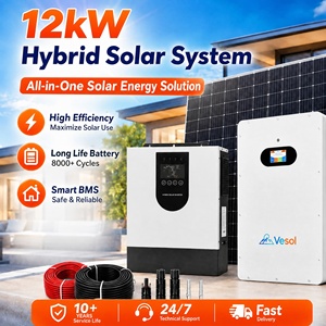 Sistema de Energía Solar Híbrido Completo de 10kw 12kw, Sistema de Almacenamiento de Energía para Casa Fuera de la Red con Batería de Litio, Kit Fotovoltaico Vesol-hyb-series - Product Image 1