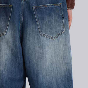 OEMメンズヴィンテージスタイルデザイナージーンズウォッシュブルーアメリカンスタイルカスタムプリントミッドウエストカラーウォッシュ - Product Image 6